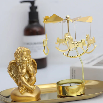Candle Carousel with Spinning Ornaments for Ambient Light | Elegant Home Décor Accent for Cozy Evenings