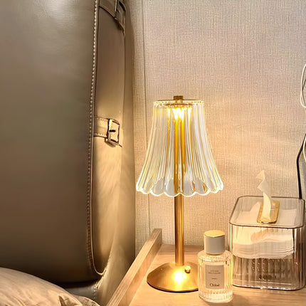 Golden Crystal Table Lamp with Touch Controls | Cordless LED Lighting for Elegant Ambiance
