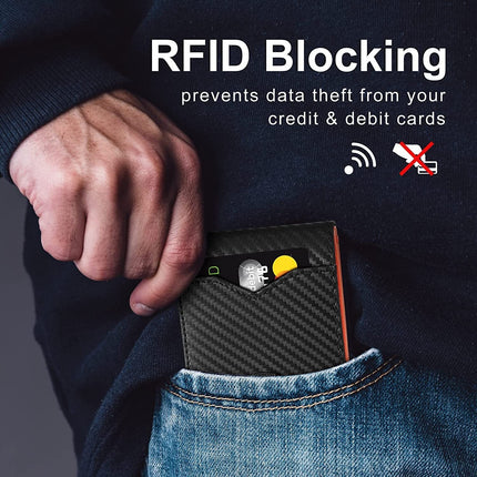 Mens Wallet, Slim Minimalist Wallet with RFID Blocking