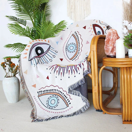 Throw Blanket for Couch, 100% Cotton Blanket with Fringe – image 9