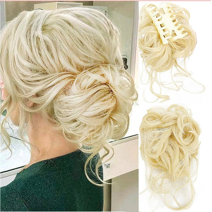 Curly Hair Bun Scrunchie, Messy Bun Hair Piece with Elastic Band – image 14