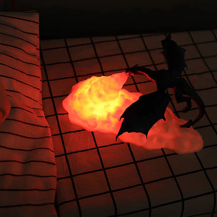 3D-Printed Dragon Night Light with Fiery Glow | Rechargeable LED Decor for Fantasy Lovers