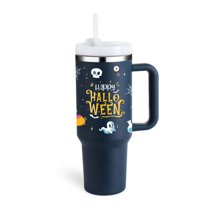 40 Oz Insulated Tumbler with Handle & Straw | Double-Wall Vacuum Insulation for Hot or Cold Beverages