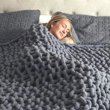 Chunky Knit Throw Blanket, Cozy Knitted Blanket – image 12