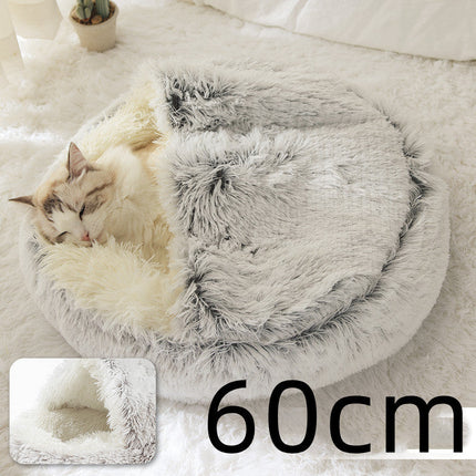 Plush Round Pet Bed for Dogs and Cats with Cozy Crystal Velvet | 2-in-1 Design for Ultimate Warmth and Comfort