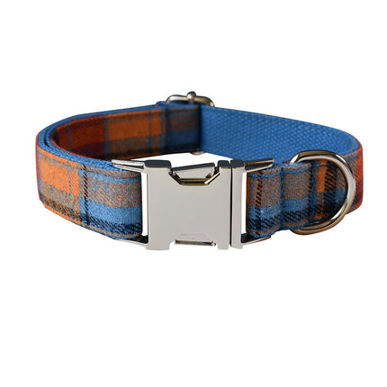 Blue Velvet Dog Collar with Alloy Buckle | Stylish Cotton Leash Set for Comfortable Daily Wear