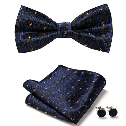 Bow Tie Set with Pocket Square and Cufflinks, Floral Bow Tie – image 5