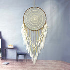 Nordic Style Dreamcatcher Wall Hanging with Feathers & Iron Ring | Elegant Decor for Girls' Room Serenity
