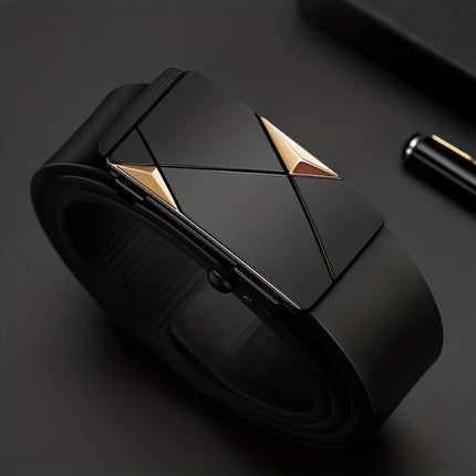 Mens Belt, Leather Belt for Men with Automatic Buckle