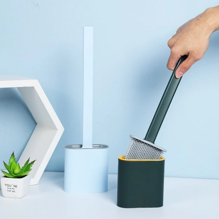 Silicone Toilet Brush with Holder, Toilet Bowl Brush for Rim Cleaning, Wall Mounted or Standing Bathroom Accessories