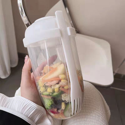 Leak-Proof Salad Cup Container Set with Fork & Dressing Holder | BPA-Free 1000ml Food Storage for Healthy On-the-Go Meals