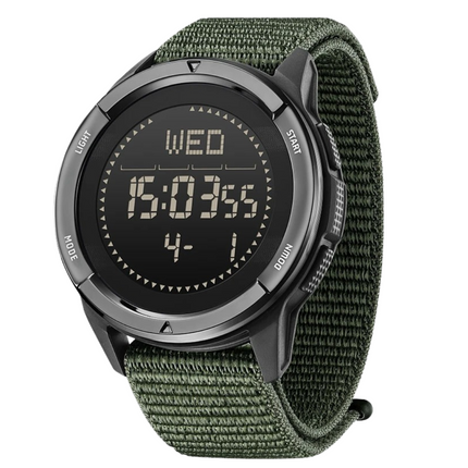 Mens Watch, Digital Watch with Compass and Step Counter, Carbon Fiber Fitness Watch for Hiking and Running