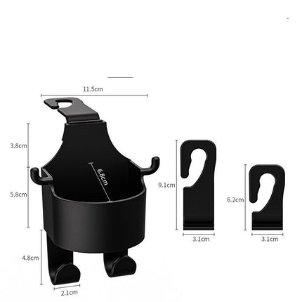 Multifunctional Car Seat Back Hook with Water Cup Holder | Durable Organizer for Clutter-Free Travel