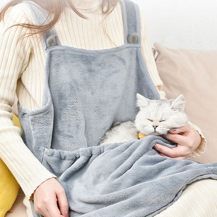 Soft Plush Pet Apron in Grey with Adjustable Straps | Comfortable Bomao Design for Small Pets