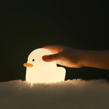Cartoon Duck LED Night Light with Rechargeable Battery | Soft and Cuddly Bedside Lamp for Kids