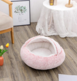 Plush Round Pet Bed for Dogs and Cats with Cozy Crystal Velvet | 2-in-1 Design for Ultimate Warmth and Comfort