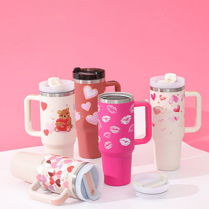 40 Oz Insulated Tumbler with Handle & Straw | Double-Wall Vacuum Insulation for Hot or Cold Beverages