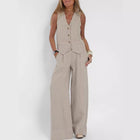 Stylish Summer Vest Suit with Sleeveless Design | Lightweight Cotton-Linen Outfit for Comfortable Warm Weather