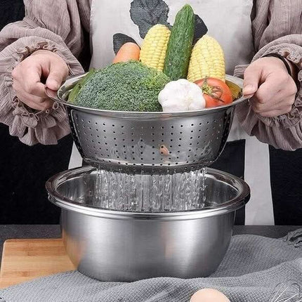 Kitchen Sieve Set, Stainless Steel Colander with Sieve Bowl – image 5