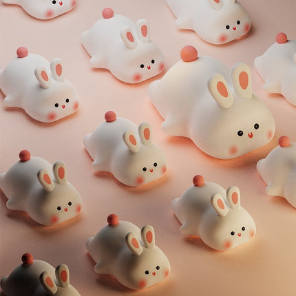 Touch Sensor LED Rabbit Night Light with 3 Brightness Levels | Soft Silicone Bedside Lamp for Kids' Comfort and Safety