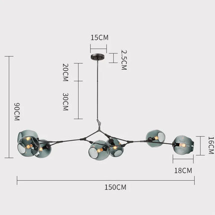 Sputnik Chandelier with Glass Bubbles, Dining Room Chandelier, Mid Century Modern Ceiling Light Fixture – image 49