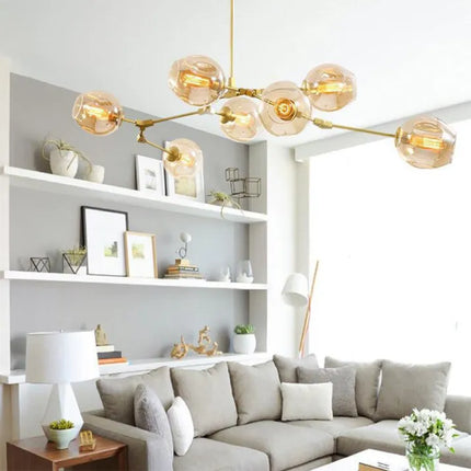 Sputnik Chandelier with Glass Bubbles, Dining Room Chandelier, Mid Century Modern Ceiling Light Fixture – image 4