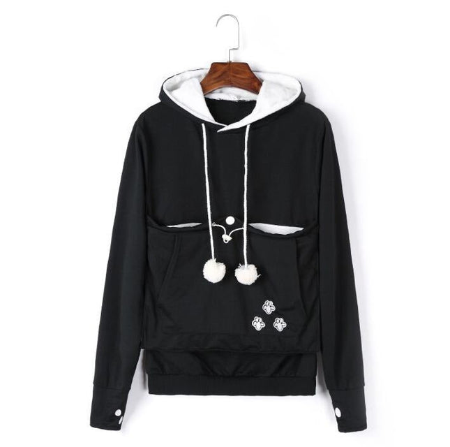 Comfortable Hoodie for Women with Cat Pocket, Womens Hooded Sweatshirt, Cat Pocket Hoodie