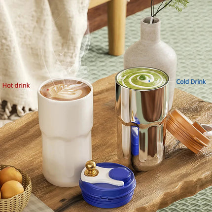 Smart Thermos with Temperature Display, Insulated Coffee Travel Mug with Leak Proof Lid
