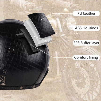 DOT Motorcycle Helmet Open Face, Vintage Biker Helmet for Chopper and Cruiser – image 5