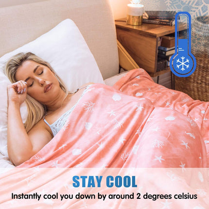 Coastal Comfort | Direct Cooling Throw Blanket with Double-Sided Effect | Lightweight & Breathable for Hot Sleepers