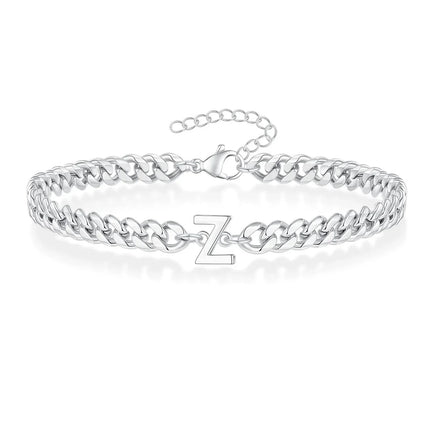 Cuban Link Bracelet with Initial, Stainless Steel Chain Bracelet – image 30