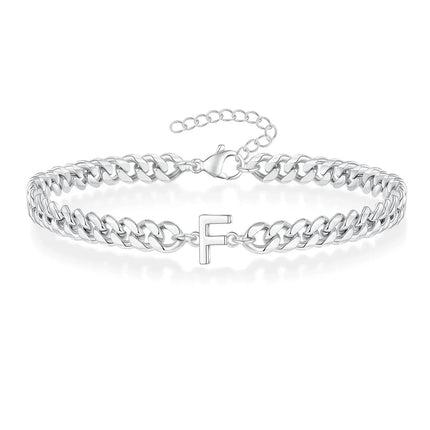 Cuban Link Bracelet with Initial, Stainless Steel Chain Bracelet – image 10