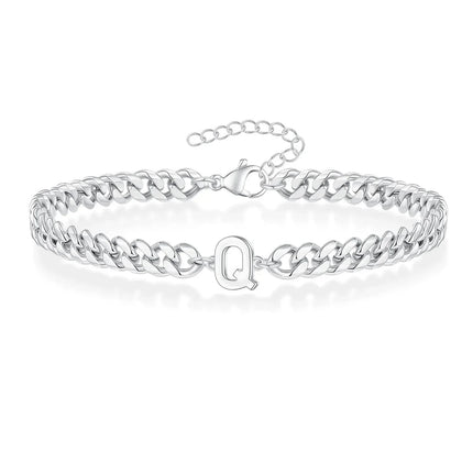 Cuban Link Bracelet with Initial, Customizable Couples Bracelet – image 21