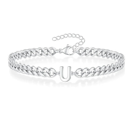 Cuban Link Bracelet with Initial, Customizable Couples Bracelet – image 25