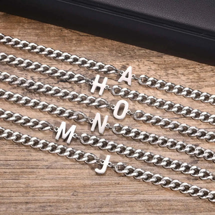Cuban Link Bracelet with Initial, Customizable Couples Bracelet – image 5