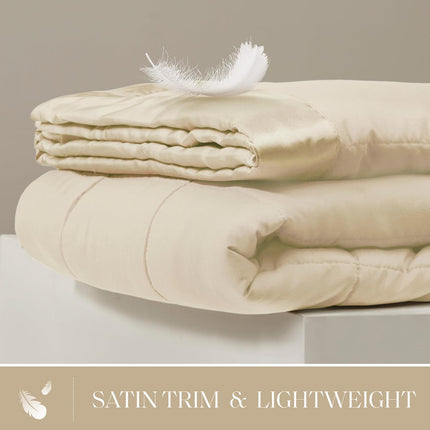 Windom Collection | Down Alternative Blanket with Moisture-Wicking Treatment | Lightweight & Soft Bed Cover for All Seasons, Satin Trim