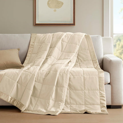 Windom Collection | Down Alternative Blanket with Moisture-Wicking Treatment | Lightweight & Soft Bed Cover for All Seasons, Satin Trim
