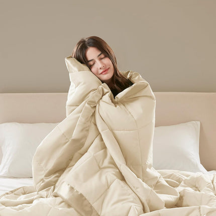 Windom Collection | Down Alternative Blanket with Moisture-Wicking Treatment | Lightweight & Soft Bed Cover for All Seasons, Satin Trim
