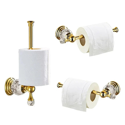 Crystal Toilet Paper Holder Wall Mounted, Gold Copper Bathroom Tissue Holder for Toilet Roll