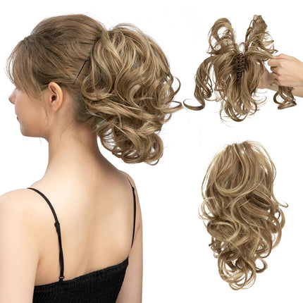 Curly Ponytail Hair Extension, Clip In Ponytail Extension with Elastic Band, Heat Resistant Curly Hair Extension