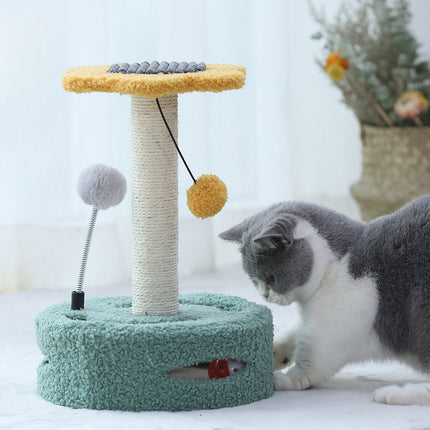 Cat Tree Scratching Rod with Six-Petal Sunflower Design | Multifunctional Toy for Cats to Play and Scratch