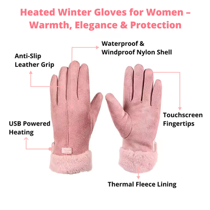 Heated Gloves for Women, Thermal Waterproof Winter Gloves with Touch Screen – image 6
