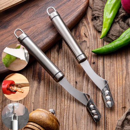 Stainless Steel Seed Corer Remover Tool with Serrated Edges | Effortless Seed Removal for Peppers and Vegetables