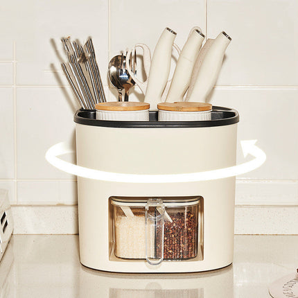 360° Rotating Utensil Holder with 4 Compartments | Durable Organizer for Effortless Kitchen Access