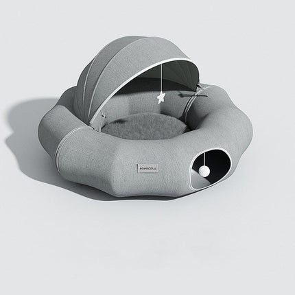 Cat Tunnel Donut Shelter with Summer Ice Nest | Foldable and Washable Play Space for Curiosity and Comfort