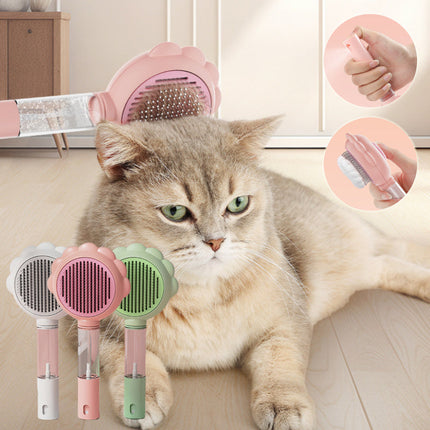 Self-Cleaning Pet Comb and Brush with Ergonomic Handle | Gentle Grooming Tool for Cats and Dogs