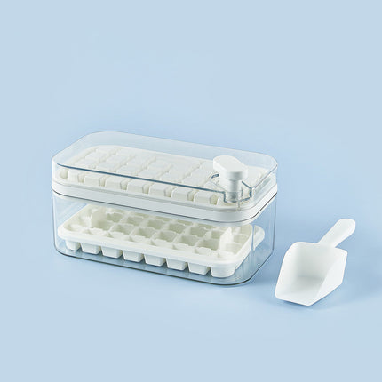 One-Press Ice Cube Maker Tray with Stackable Lid | BPA-Free Molds for Effortless Ice Preparation