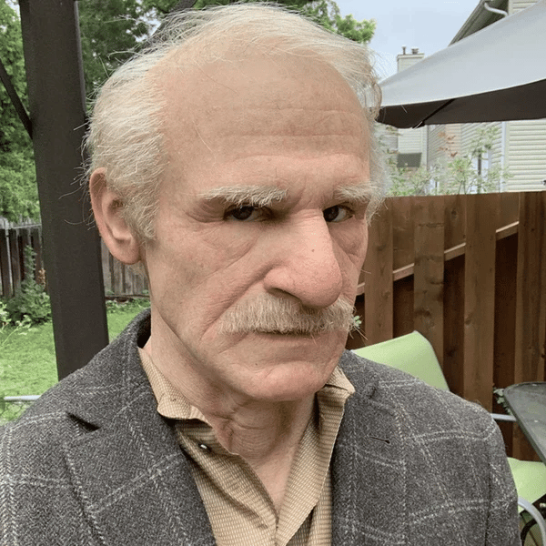 Realistic Halloween Masks, Latex Old Man Mask, Halloween Costume Mask for Adults with Moving Mouth