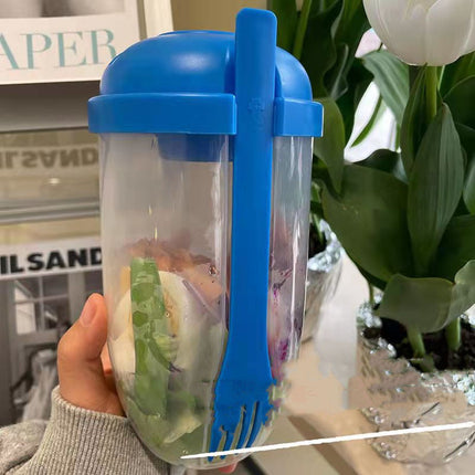 Leak-Proof Salad Cup Container Set with Fork & Dressing Holder | BPA-Free 1000ml Food Storage for Healthy On-the-Go Meals