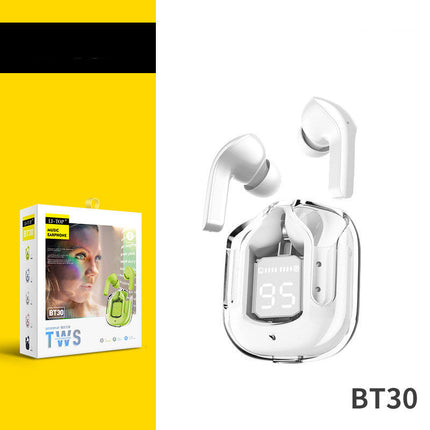 Mini Transparent Wireless Bluetooth Headset with LED Power Display | Noise Reduction for Ultimate Music Freedom